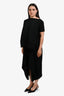 Balenciaga Black Draped Pleated Short Sleeve Long Dress Size 42