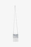 Miu Miu Silver Metallic Leather Crystal Embellished Fringe Card Hold with Chain