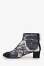Pre-loved Chanel™ Multicolour Suede Graffiti Logo CC Cap Toe Ankle Boots Size 38
