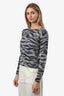 See By Chloe Grey/Navy Wool Alpaca Zebra Print Sweater Size XS