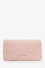 Miu Miu Pink Satin Nappa Matelassé Crystal Flap Bag