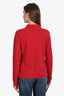 Burberry Red Cotton Embroidered Logo Long Sleeve Polo Shirt Size M