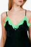 Alexander Wang Black/Green Silk Lace Trim Slip Dress Size 6