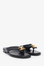 Pre-loved Chanel™ Black Leather CC Turn Lock Thong Sandals Size 37