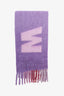 Marni Purple Brushed Wool Mohair Blend Logo Scarf