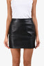 Miu Miu 2024 Black Calfskin Leather Logo Mini Skirt Size 36