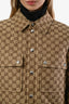 Veste matelassée Gucci GG Canvas marron à double poche, taille 36