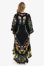 Vilshenko Black Floral Silk Long Sleeve Cold Shoulder Dress Size 16