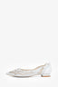 Rene Caovilla White Crystal Embellished Flats Size 37.5