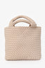 Naghedi Cream Woven Fabric Petite St. Barths Neoprene Tote Bag with Pouch