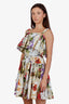 Dolce & Gabbana Beige Floral Printed Cotton Tiered Mini Dress Size 40