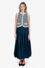 Christian Dior Blue Denim Logo Belted Tiered Maxi Skirt 6