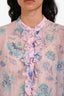 Hemant & Nandita Purple/Multicolour Sheer Long Sleeve Blouse & Cuffed Pant Set Size Small