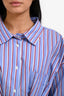 Erika Cavallini Blue/Red Cotton Striped Cinched Waist Long Sleeve Top Size 44