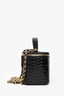 Pre-loved Chanel™ 2026 Black Croc Embossed Small Top Handle Vanity Case GHW