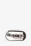 Gucci Silver Metallic Patent Leather GG Embossed Crossbody Bag