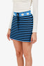 Miu Miu Blue/Black Striped Daisy Crochet Mini Skirt Size 40