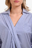 DSquared2 Blue Striped Cotton Poplin Plated Collared Blouse Size 42