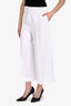 Loro Piana White Linen Pleated Wide Leg Trousers Size 42