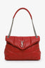 Saint Laurent Red Nappa Leather Medium Puffer Loulou Shoulder Bag