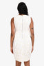 Diane von Furstenberg White/Light Green Eyelet Floral Cutout Deep V-Neck Midi Dress Size 0