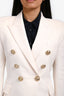 Balmain White Wool Double Breasted Blazer Size 36