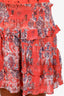 IRO Red Printed Ruffle Mini Skirt Size 40
