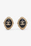 Pre-loved Chanel™ 2013 Gold Tone/Black Oval CC Clip On Earrings