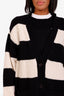 Dries Van Noten Black/White Striped Wool Blend Oversized Cardigan Size M