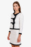 Moschino White Cotton Button-Up Bow Blazer and Mini Skirt Set Size S