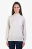 Brunello Cucinelli Cream Cashmere Sequin Embroidered Mock Neck Sweater Size M