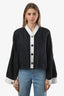 Blazer court Chanel™ 2016 d’occasion, noir et blanc, en mélange de soie avec finitions contrastées, taille 38