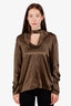 Tom Ford Brown Silk Cowl Neck Blouse Size 44