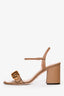 Gucci Taupe Leather Marmont Sandal Block Heels Size 38