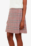 Akris Punto Beige/Multicolour Plaid Tweed Knee Length Pocket Detail Skirt Size 8