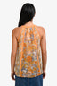 Joie Orange/Grey Printed Silk Sleeveless Top Size XS