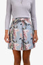 Zimmermann Blue Leaf Print Linen Belted Mini Skirt Size 0