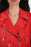 Cinq a Sept Red Vegan Leather Zoe Moto Jacket Size M