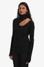 Anine Bing Black Ribbed Cotton Long-Sleeve Shoulder Cut-Out Top Size S