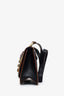 Miu Miu Black Madras Leather Crystal Embellished Buckle Flap Shoulder Bag