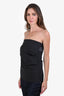Brunello Cucinelli Grey Cotton Ruched Detail Strapless Top Size 2