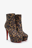 Christian Louboutin Leopard Print Platform Ankle Boots Size 38