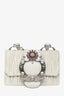 Miu Miu White Leather Embellished Buckle Lady Matelasse Shoulder Bag