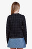 Gucci Black Glitter Wool Check Interlocking G Button Cardigan Size M