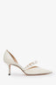 Jimmy Choo White Patent Leather Pearl Heels Size 36