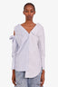 Monse Blue/White Striped Asymmetrical Cutout Blouse Size 10