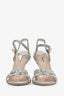 Miu Miu Silver Leather Crystal Pearl Glitter Heels Size 38