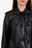 Theory Black Leather A-Line Button Up Jacket Size L