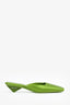Prada Green Satin Square Toe Mules Size 35.5