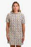 Pre-loved Chanel™ 2018 Cream Multicolour Cotton Silk Blend Tweed Short Sleeve Zip Up Hooded Midi Dress Size 40